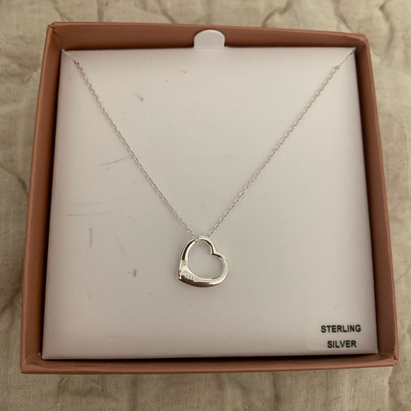 NWB Sparkle & Shine Sterling Silver 925 Open Heart Pendant Necklace - Picture 4 of 7